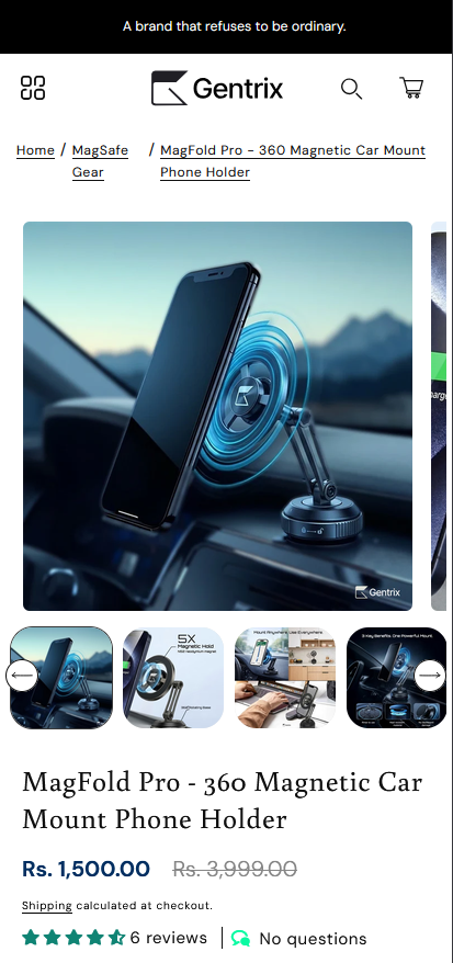 Gentrix Shopify mobile storefront placeholder